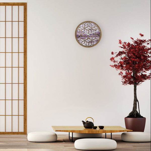 Nextime Yogi Wall Clock 40 Centimetres Purple Birch Wood Silent Design Wall Clocks