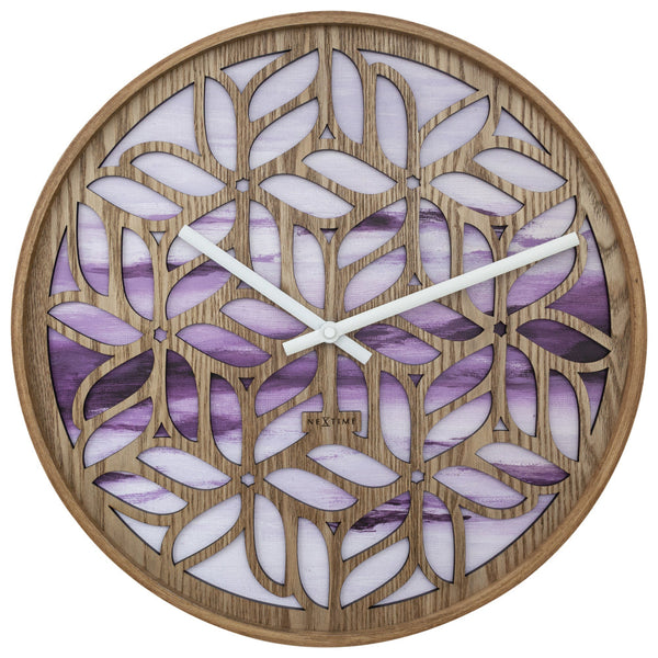 Nextime Yogi Wall Clock 40 Centimetres Purple Birch Wood Silent Design Wall Clocks