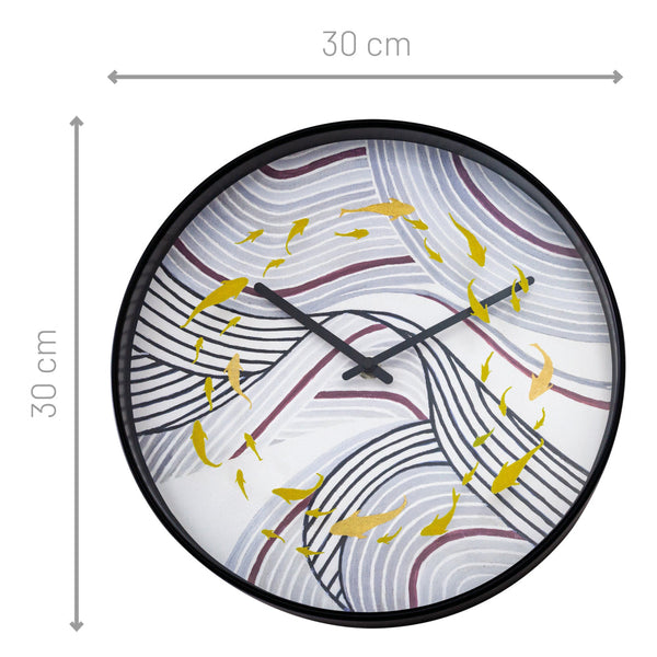 Nextime Koi Silent Wall Clock 30 Centimetres Grey For Calm Interiors Wall Clocks