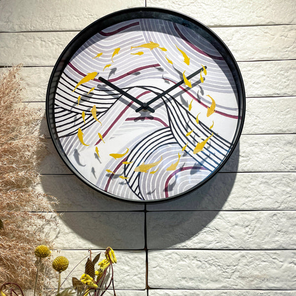 Nextime Koi Silent Wall Clock 30 Centimetres Grey For Calm Interiors Wall Clocks