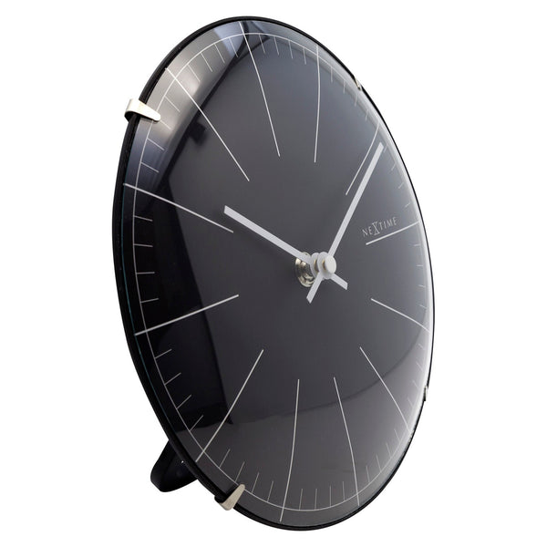 Nextime Mini Dome Table Clock Black With Silent Sweep Movement Desk Clocks