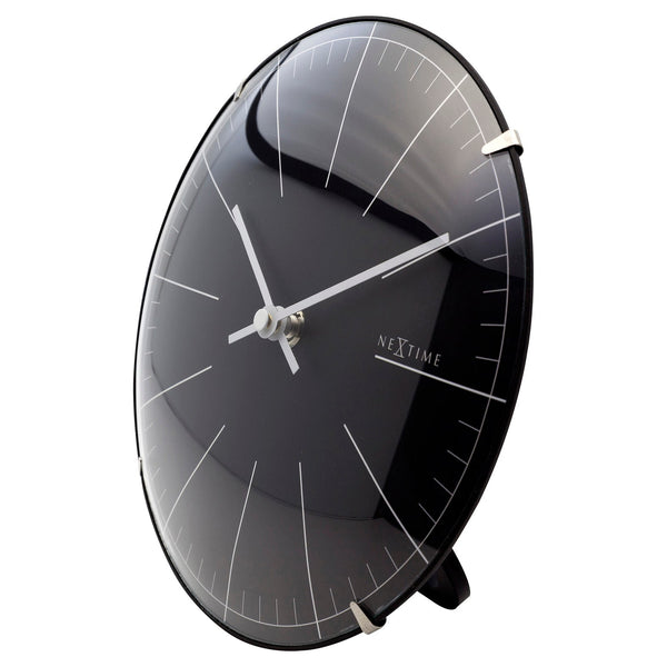 Nextime Mini Dome Table Clock Black With Silent Sweep Movement Desk Clocks