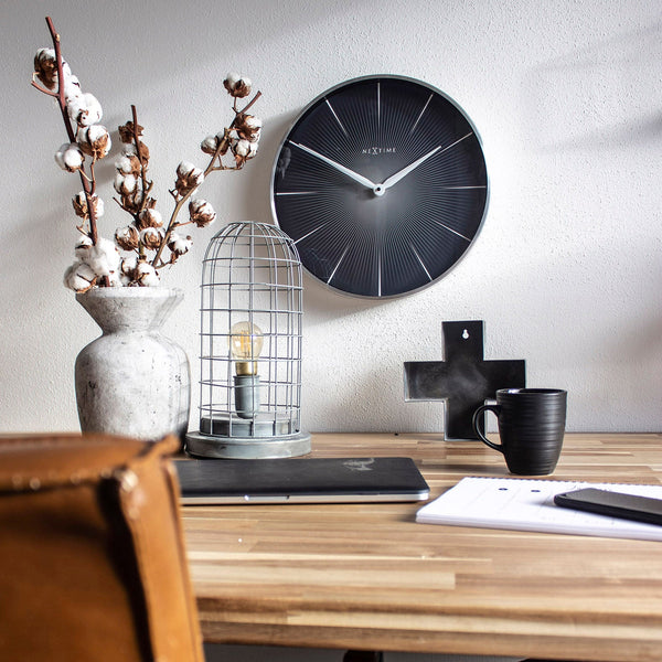 Nextime Silent Sweep Wall Clock With Aluminium Case And Black Dial 40 Centimetres Wall Clocks