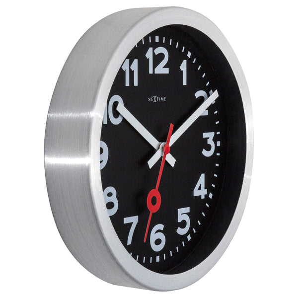 Nextime Station Number Clock 19 Centimetres Black Silent Sweep Movement Wall Clocks