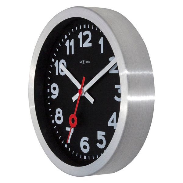 Nextime Station Number Clock 19 Centimetres Black Silent Sweep Movement Wall Clocks