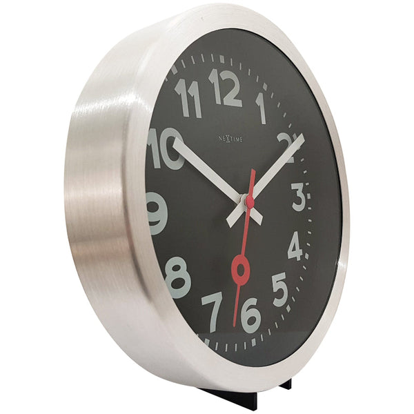 Nextime Station Number Clock 19 Centimetres Black Silent Sweep Movement Wall Clocks