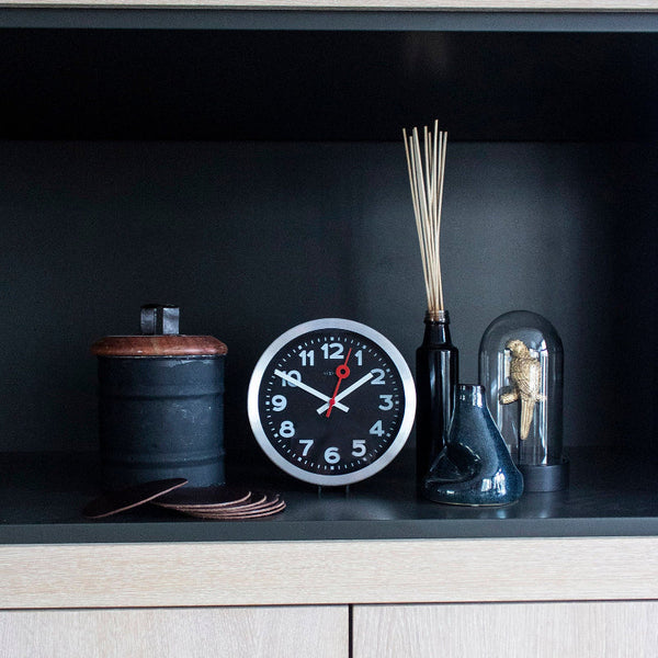 Nextime Station Number Clock 19 Centimetres Black Silent Sweep Movement Wall Clocks