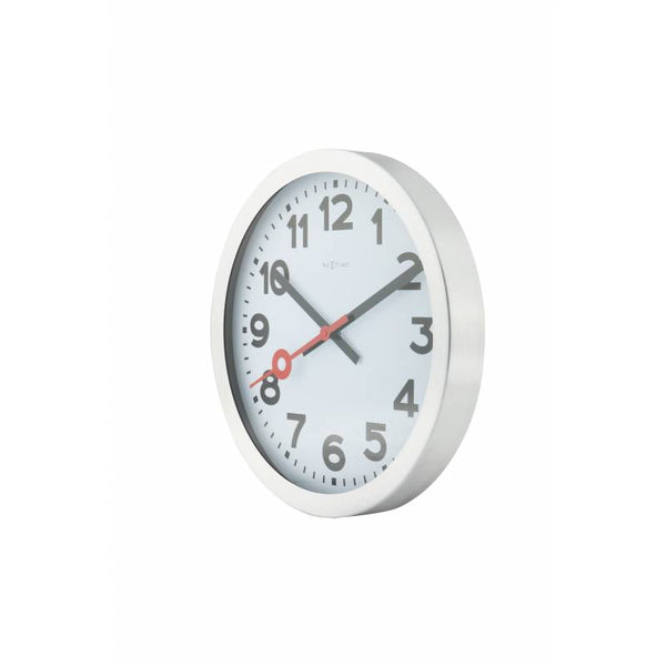 Nextime Station Number Clock Nineteen Centimetres White Silent Sweep Movement Wall Clocks