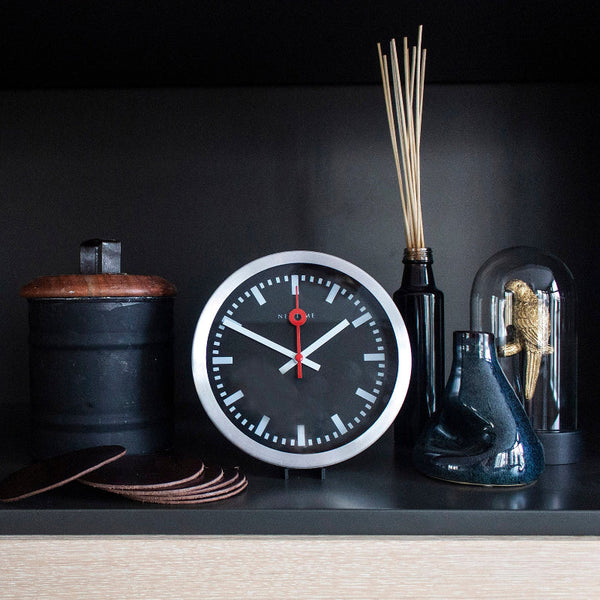 Nextime Station Stripe Clock 19Cm Black Desk Clocks