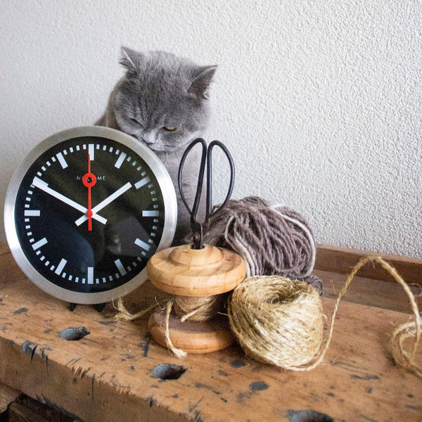 Nextime Station Stripe Clock 19Cm Black Desk Clocks