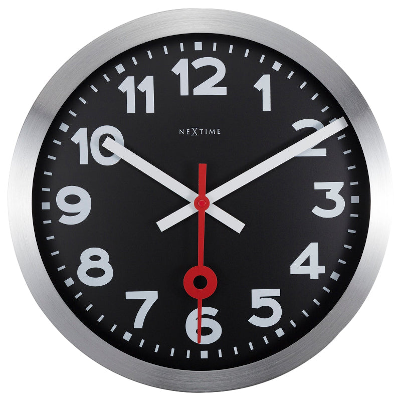 Nextime Station Numerical Wall Clock Thirty Five Centimetres Black Wall Clocks