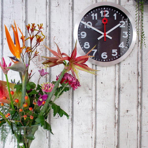 Nextime Station Numerical Wall Clock Thirty Five Centimetres Black Wall Clocks