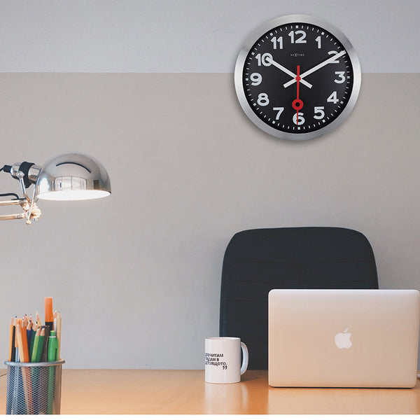 Nextime Station Numerical Wall Clock Thirty Five Centimetres Black Wall Clocks