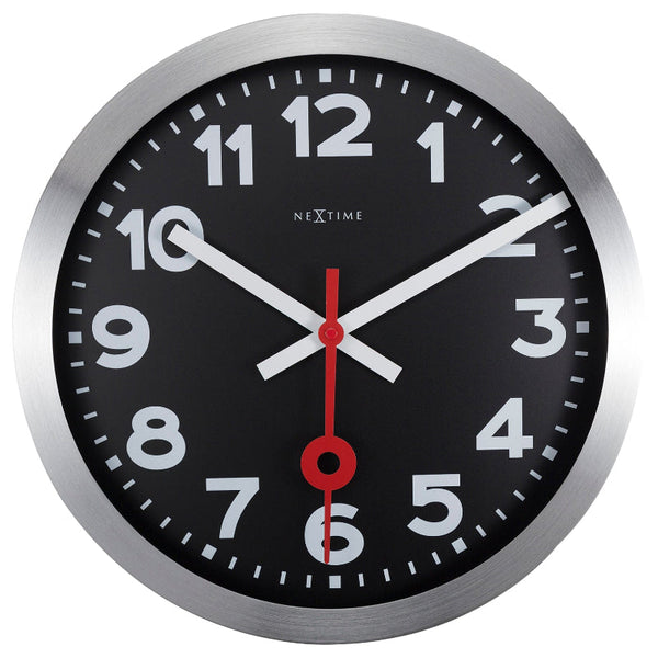 Nextime Station Numerical Wall Clock Thirty Five Centimetres Black Wall Clocks