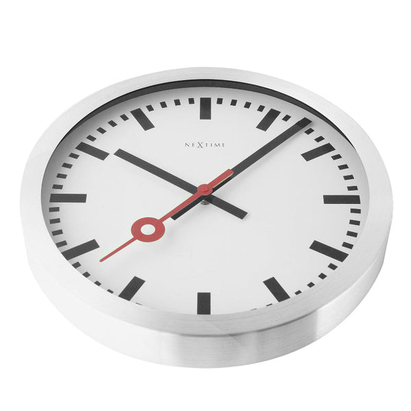 Nextime Station Stripe Wall Clock 35Cm White Wall Clocks
