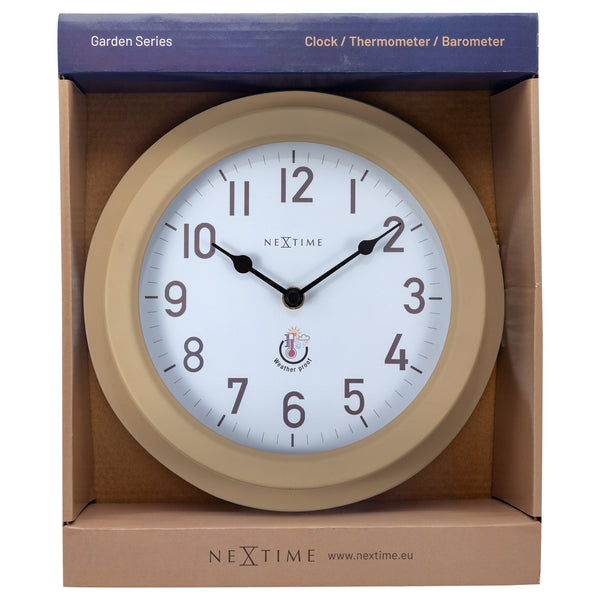 Nextime Poppy Outdoor Wall Clock In Brown Weatherproof Metal Design Wall Clocks