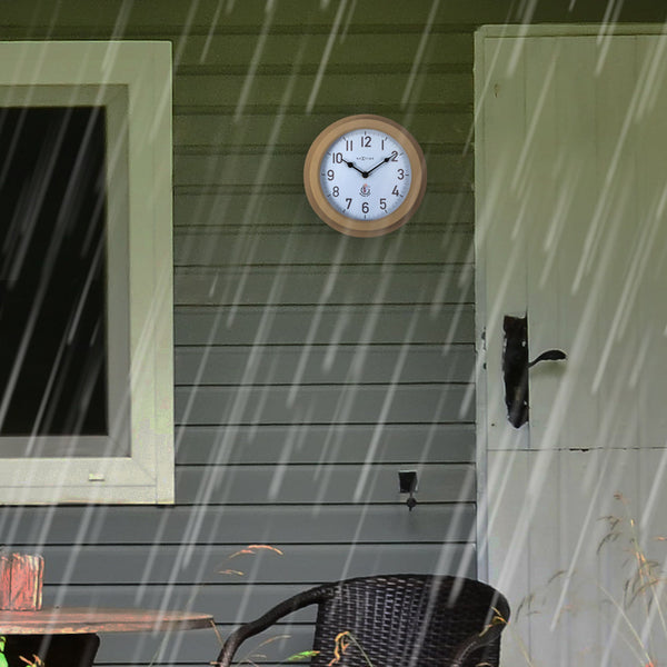 Nextime Poppy Outdoor Wall Clock In Brown Weatherproof Metal Design Wall Clocks