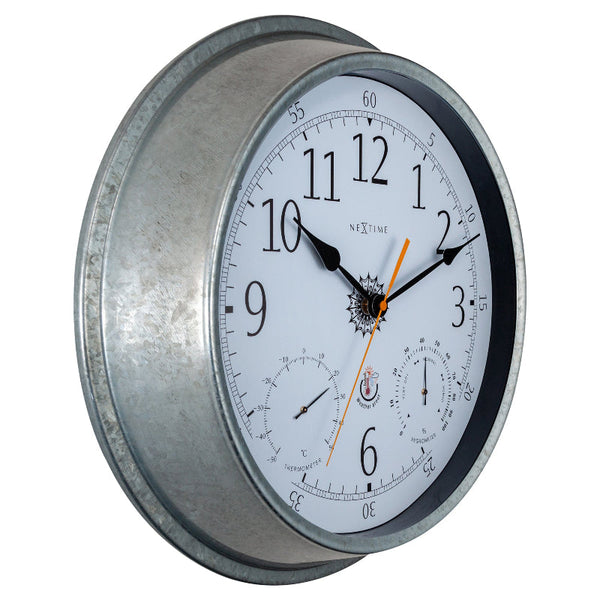 Nextime Tulip Outdoor Wall Clock With Thermometer And Hygrometer Wall Clocks