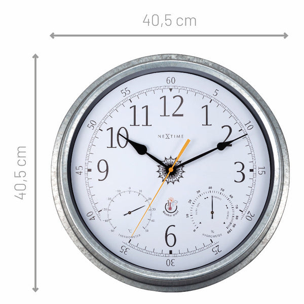 Nextime Tulip Outdoor Wall Clock With Thermometer And Hygrometer Wall Clocks