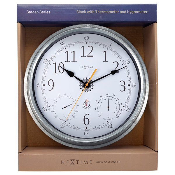 Nextime Tulip Outdoor Wall Clock With Thermometer And Hygrometer Wall Clocks