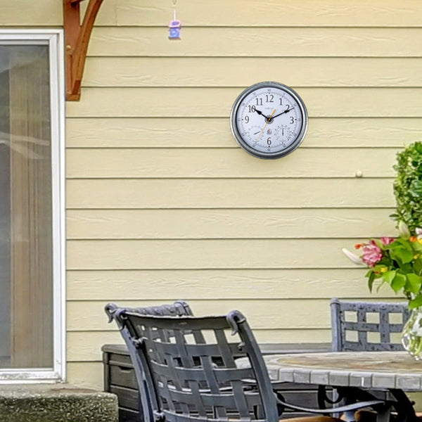 Nextime Tulip Outdoor Wall Clock With Thermometer And Hygrometer Wall Clocks