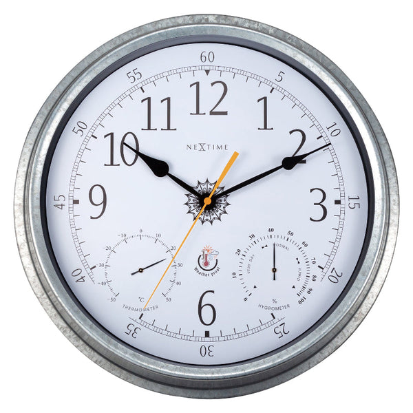 Nextime Tulip Outdoor Wall Clock With Thermometer And Hygrometer Wall Clocks