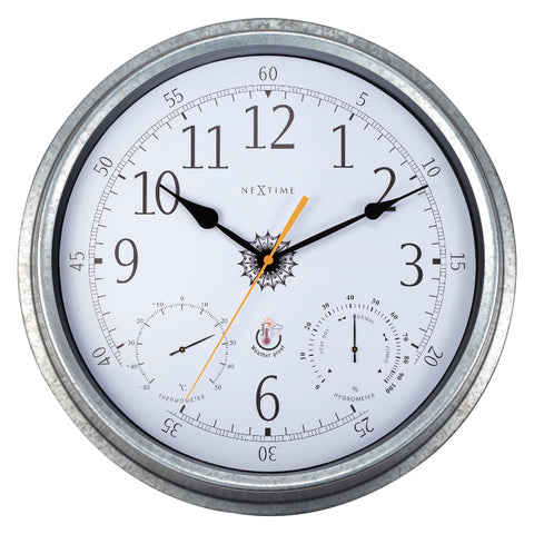 Nextime Tulip Outdoor Wall Clock With Thermometer And Hygrometer Wall Clocks