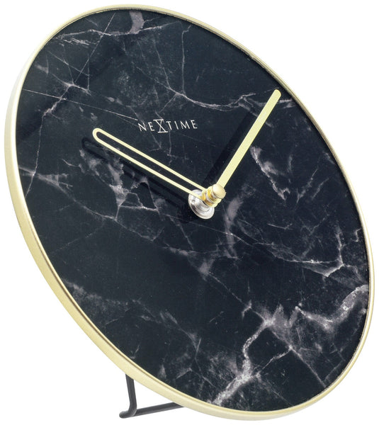 Nextime Black And Gold Marble Table Clock With Silent Sweep Movement 20 Centimetres Other Clocks