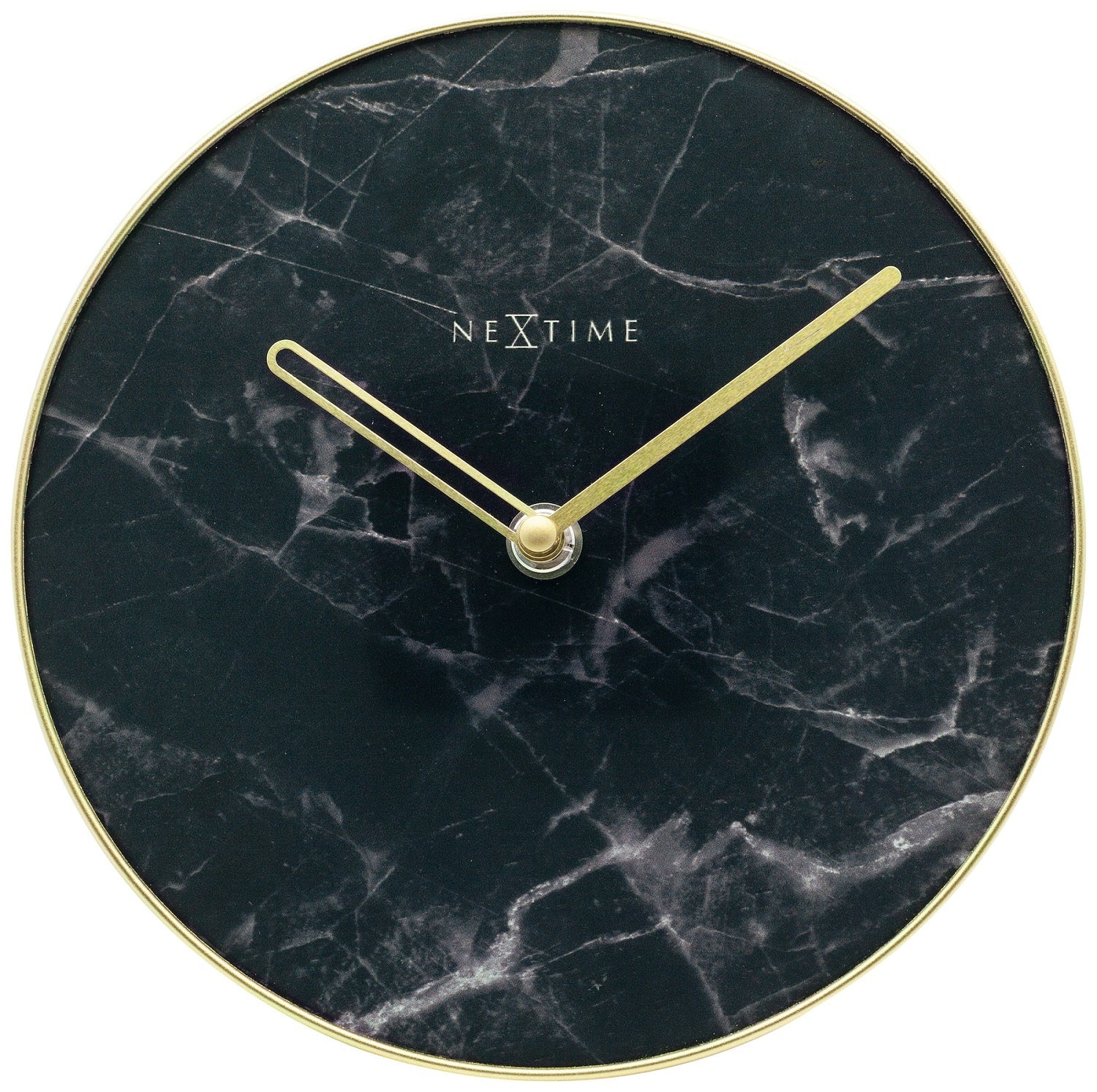 Nextime Black And Gold Marble Table Clock With Silent Sweep Movement 20 Centimetres Other Clocks