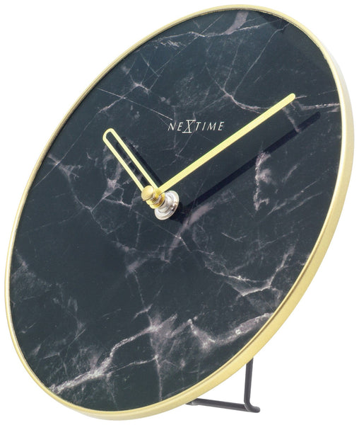 Nextime Black And Gold Marble Table Clock With Silent Sweep Movement 20 Centimetres Other Clocks