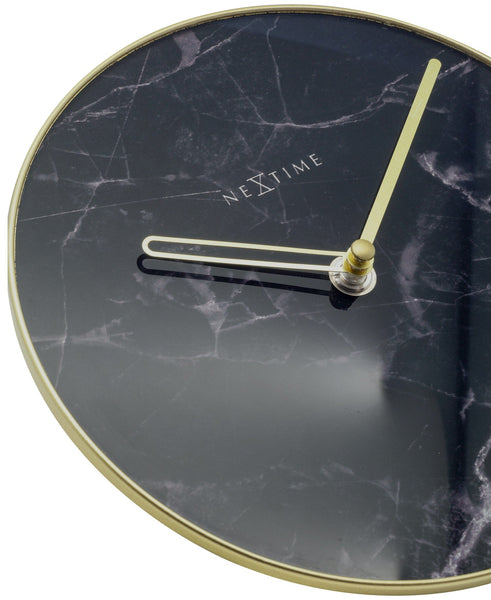 Nextime Black And Gold Marble Table Clock With Silent Sweep Movement 20 Centimetres Other Clocks