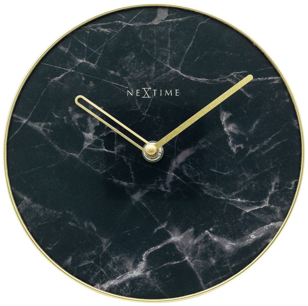 Nextime Black And Gold Marble Table Clock With Silent Sweep Movement 20 Centimetres Other Clocks