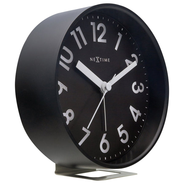 Nextime Reflect Alarm Clock In Black With Night Light And Silent Movement Wall Clocks