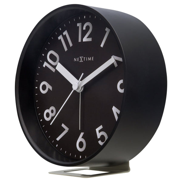 Nextime Reflect Alarm Clock In Black With Night Light And Silent Movement Wall Clocks