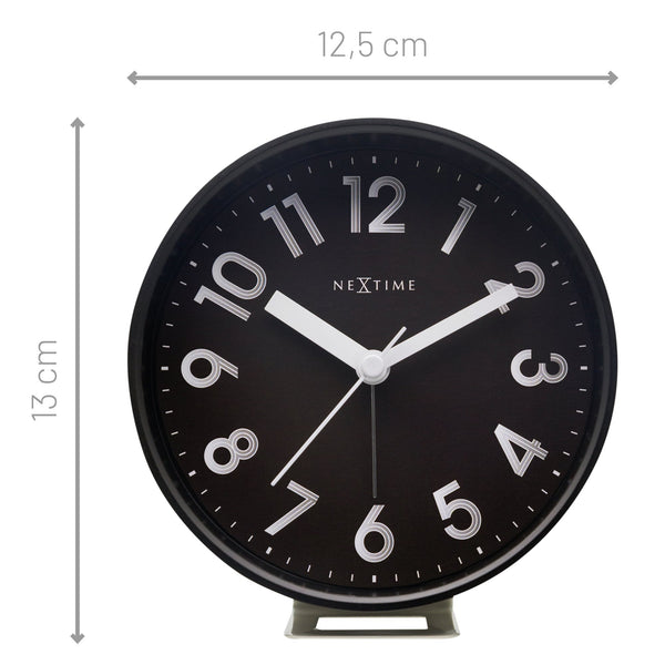 Nextime Reflect Alarm Clock In Black With Night Light And Silent Movement Wall Clocks