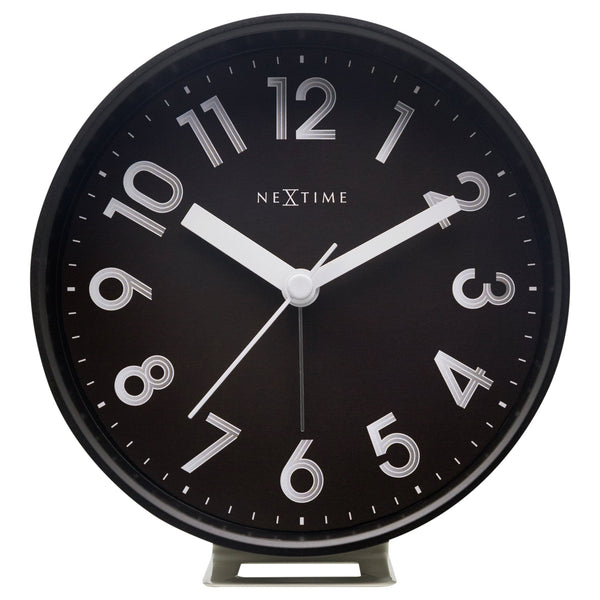 Nextime Reflect Alarm Clock In Black With Night Light And Silent Movement Wall Clocks
