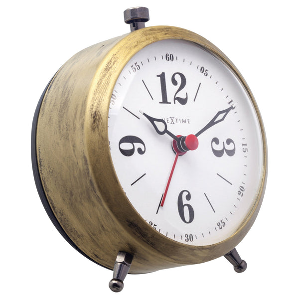 Nextime Harvey Alarm Clock Gold With Luminous Hands Compact Design Wall Clocks