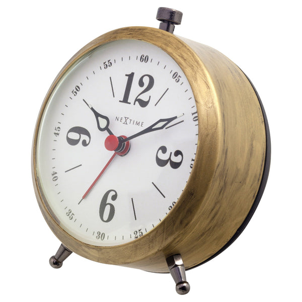 Nextime Harvey Alarm Clock Gold With Luminous Hands Compact Design Wall Clocks