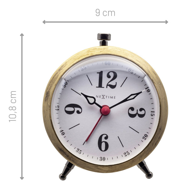 Nextime Harvey Alarm Clock Gold With Luminous Hands Compact Design Wall Clocks