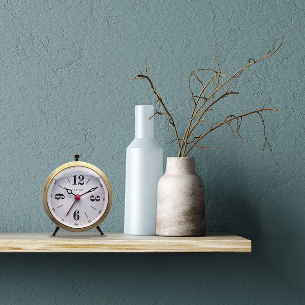 Nextime Harvey Alarm Clock Gold With Luminous Hands Compact Design Wall Clocks