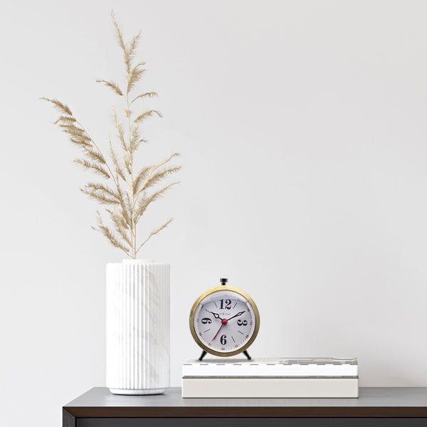 Nextime Harvey Alarm Clock Gold With Luminous Hands Compact Design Wall Clocks