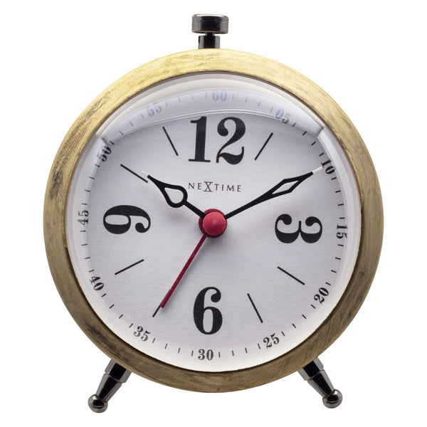 Nextime Harvey Alarm Clock Gold With Luminous Hands Compact Design Wall Clocks
