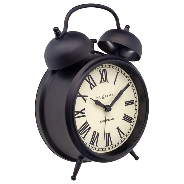 Nextime Amsterdam Metal Alarm Clock Black With Silent Sweep Movement Wall Clocks