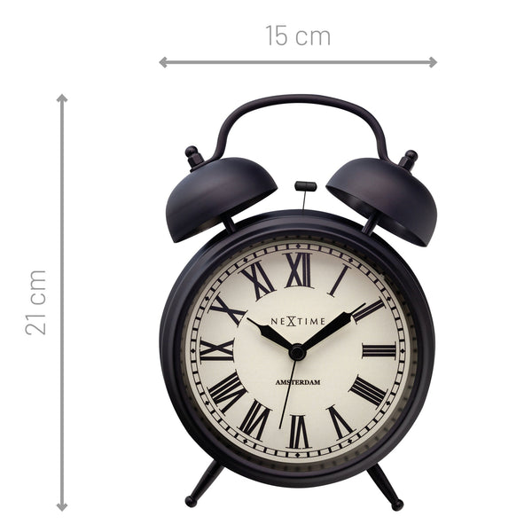 Nextime Amsterdam Metal Alarm Clock Black With Silent Sweep Movement Wall Clocks