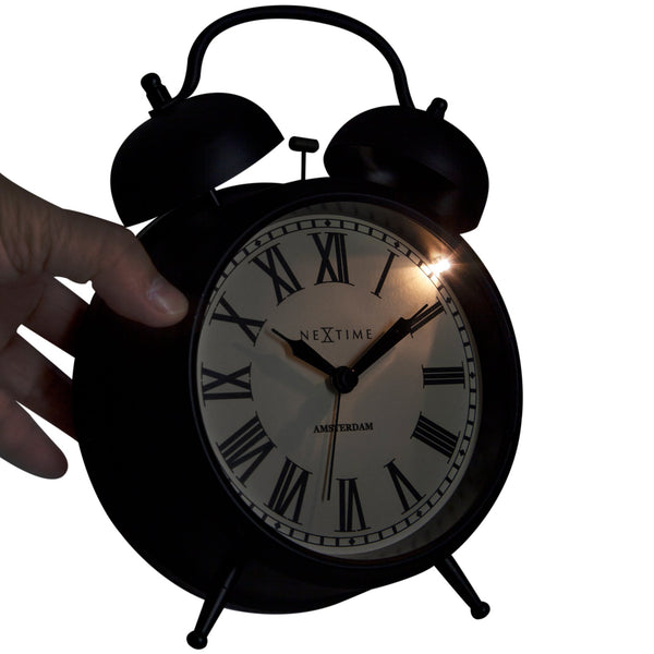 Nextime Amsterdam Metal Alarm Clock Black With Silent Sweep Movement Wall Clocks
