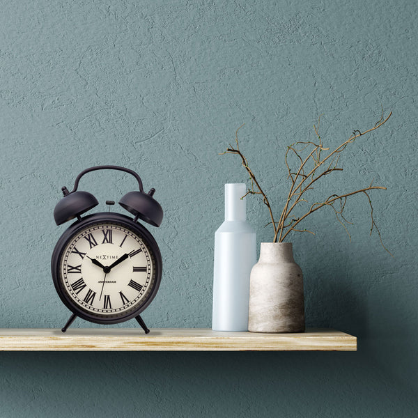 Nextime Amsterdam Metal Alarm Clock Black With Silent Sweep Movement Wall Clocks