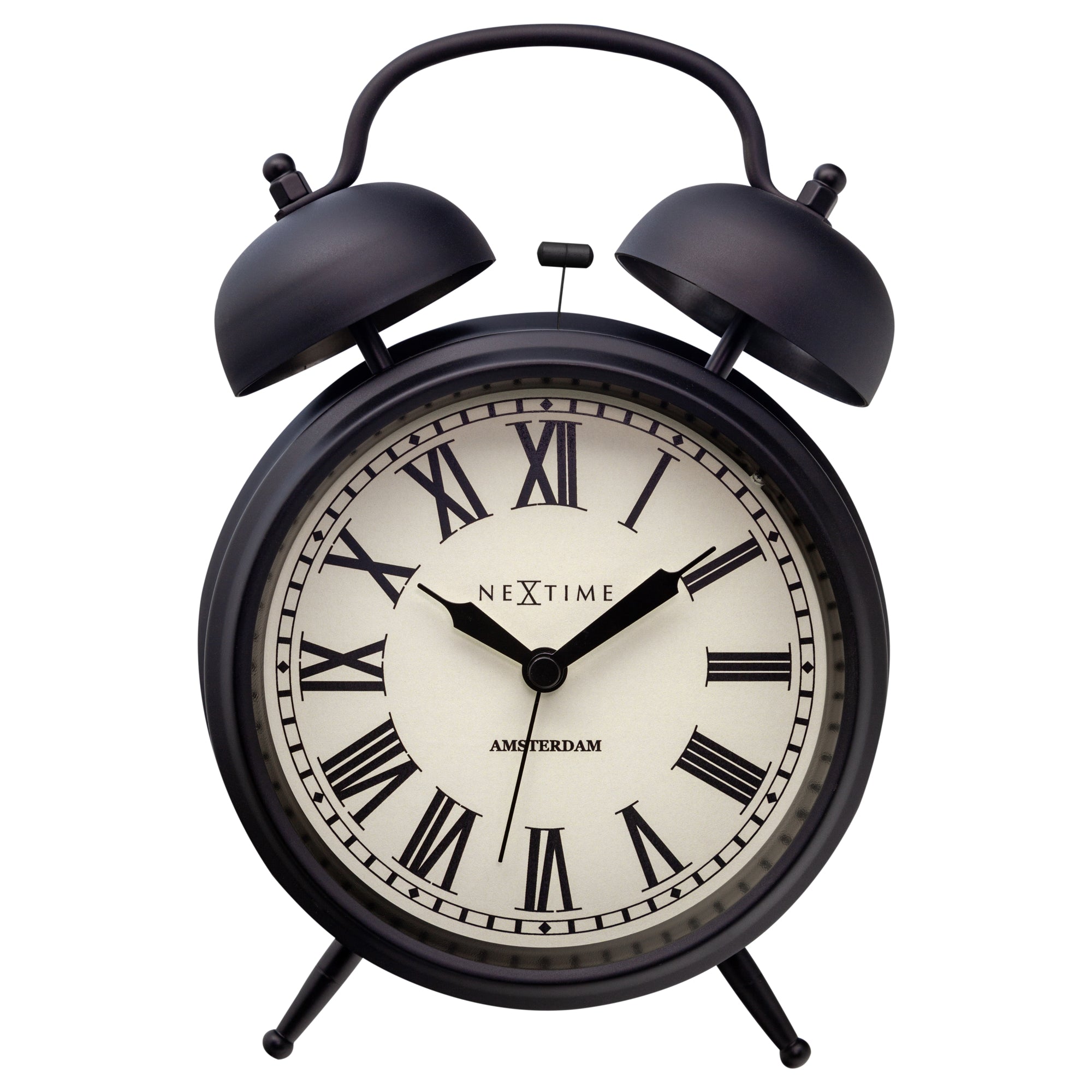 Nextime Amsterdam Metal Alarm Clock Black With Silent Sweep Movement Wall Clocks