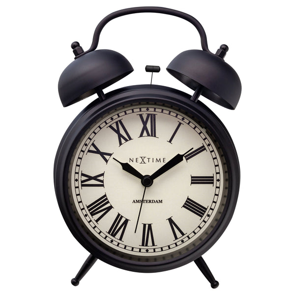 Nextime Amsterdam Metal Alarm Clock Black With Silent Sweep Movement Wall Clocks