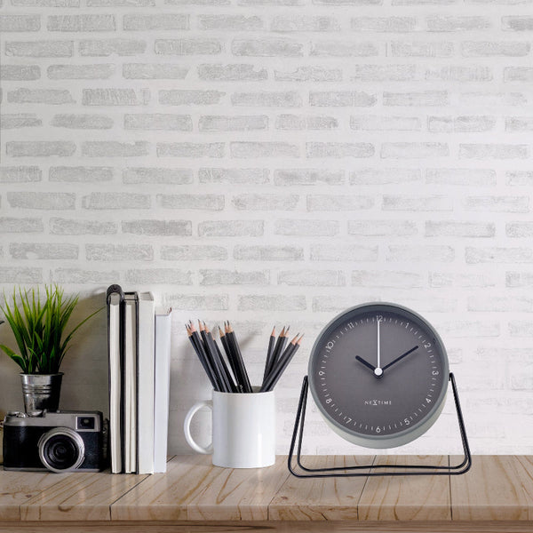 Nextime Berlin Table Alarm Clock In Grey With Night Light And Silent Movement Alarm Clocks & Clock Radios