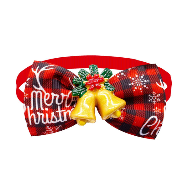 Christmas Dog Printed Pet Tie Collar Bow Accessories Cat Threaded Ribbon Dog Clothing & Shoes